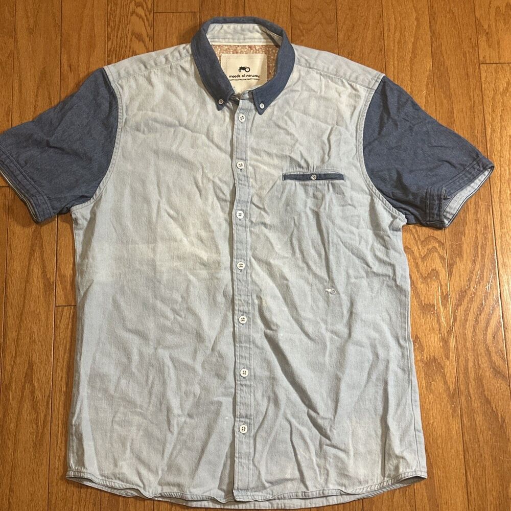Moods Of Norway Men’s Medium Denim Shirt Short Sleeve XL